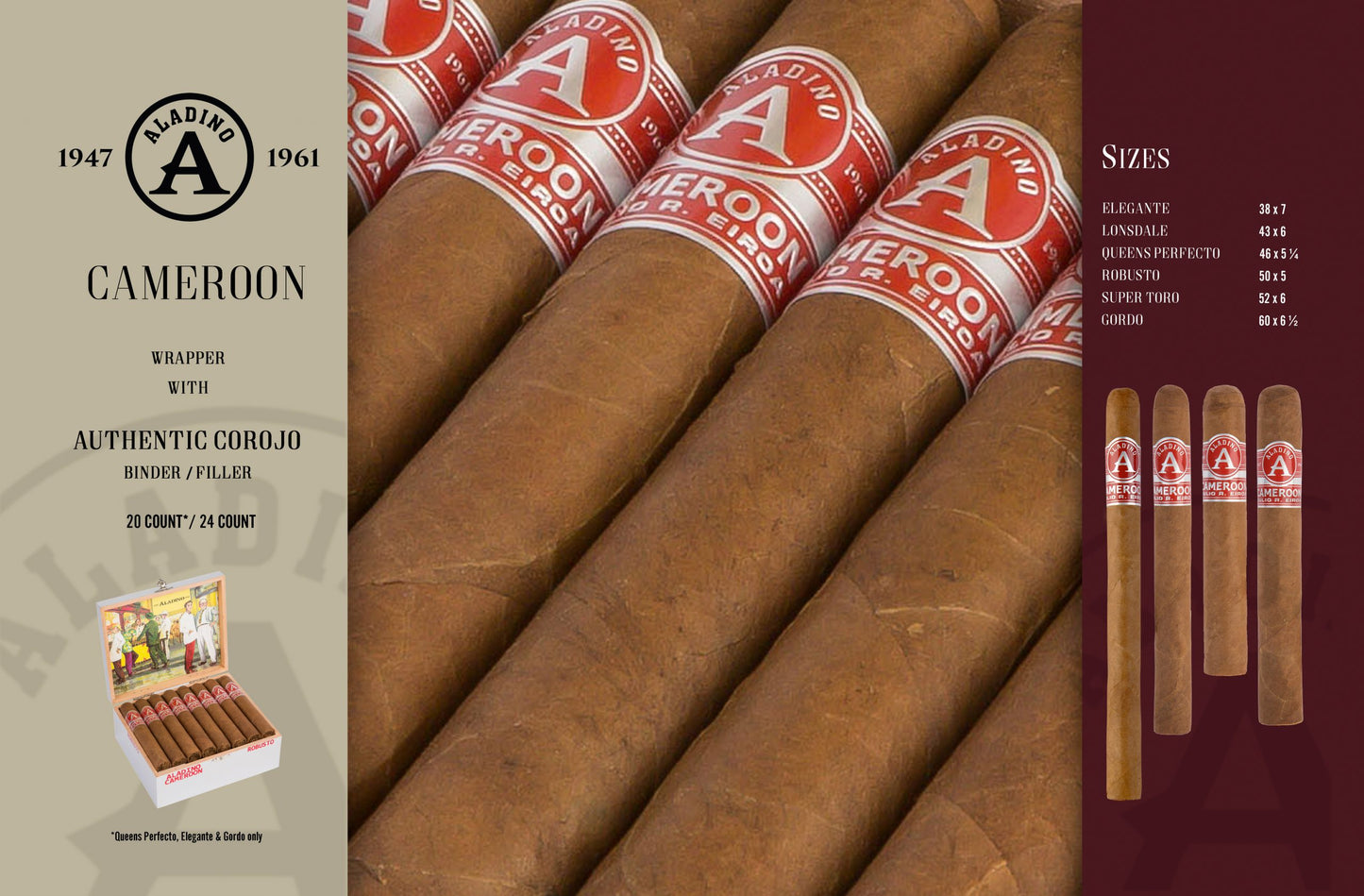 Aladino: Cameroon Super Toro 52x6 - AME Cigars